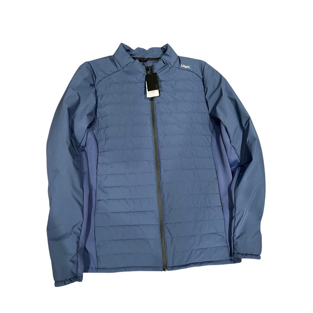 UNRL Men’s Montreal Quilted Golf Jacket Large Harbor Blue Full Zip NWT $148